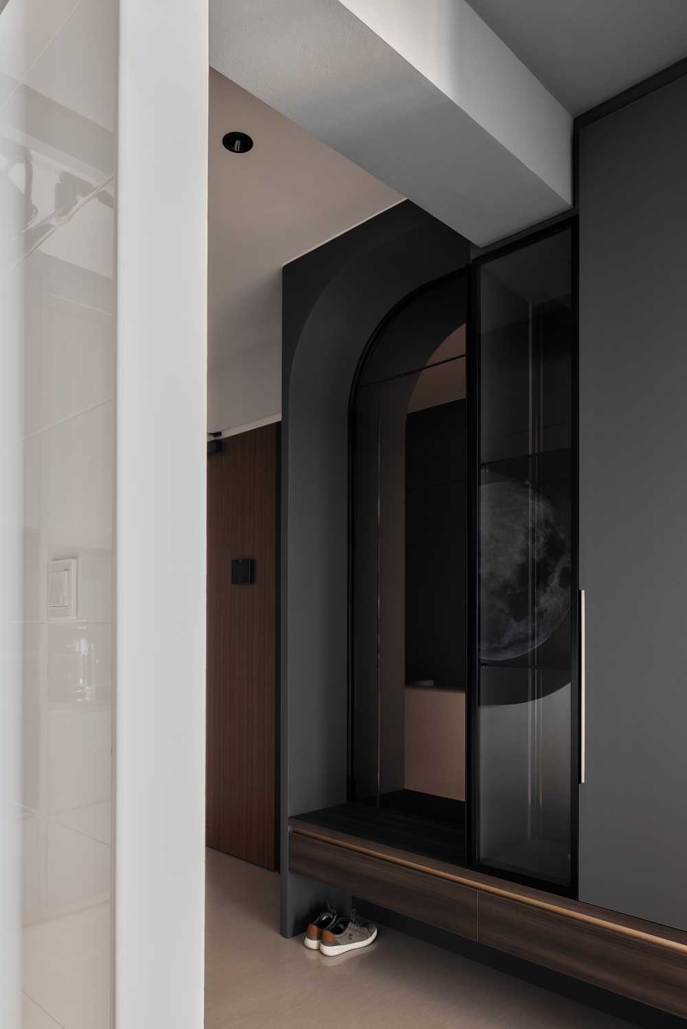 Modern Entryway with Mirror and Small Storage