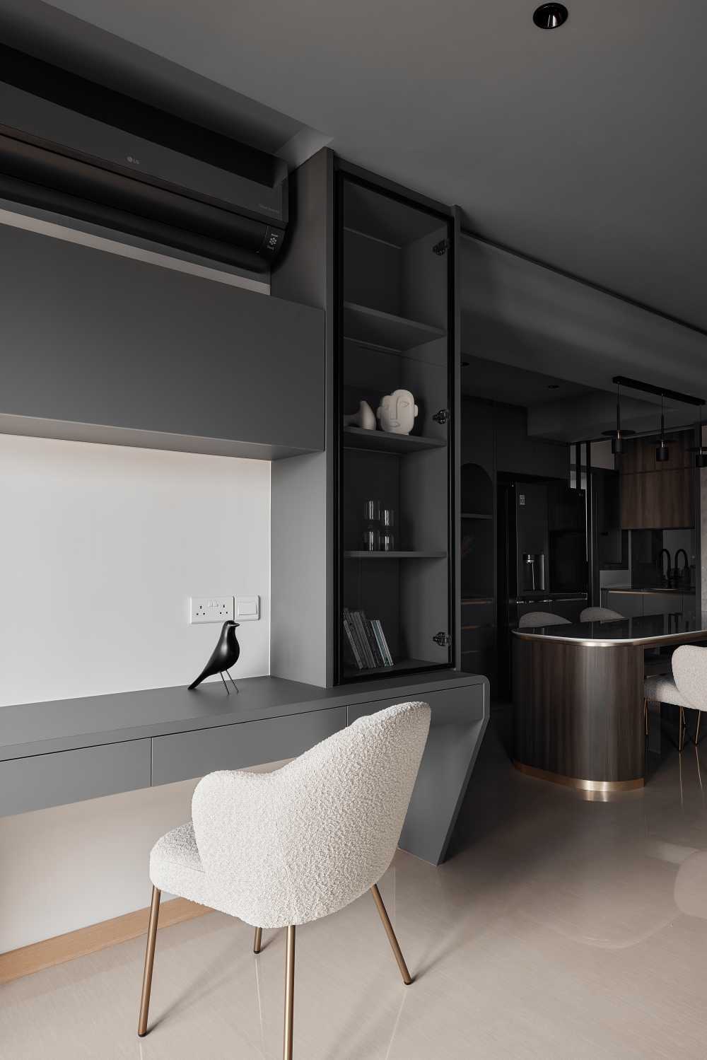 Modern Workstation with Bookshelf and Desk