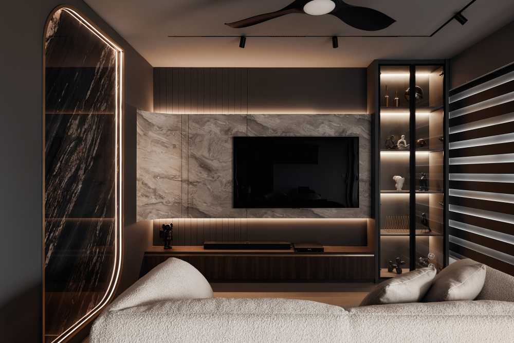 Modern Living Room with TV Console and Sofa