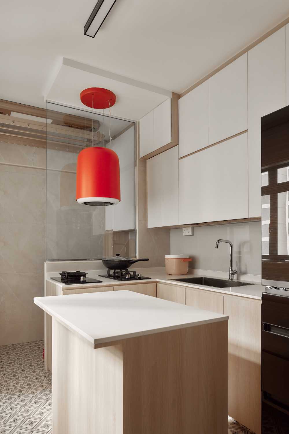 Scandinavian Kitchen with Kitchen Island and Breakfast Counter