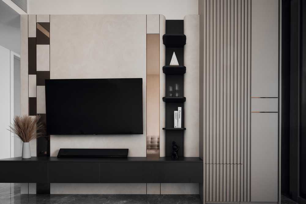 Modern Living Room with Granite Floor and Marble Floor