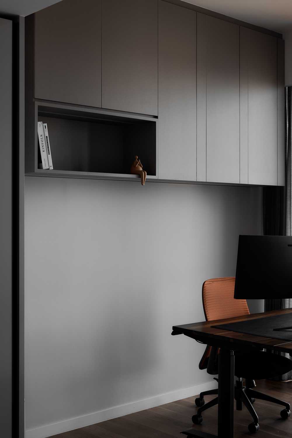 Modern Workstation with Bookshelf and Desk