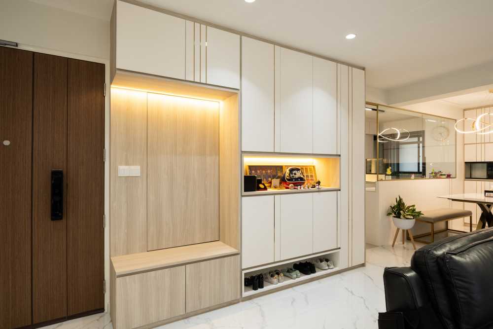 Contemporary Living Room with Feature Wall and Sofa