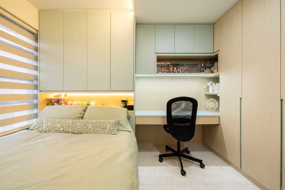 Contemporary Bedroom with Ceiling Light and Wardrobe