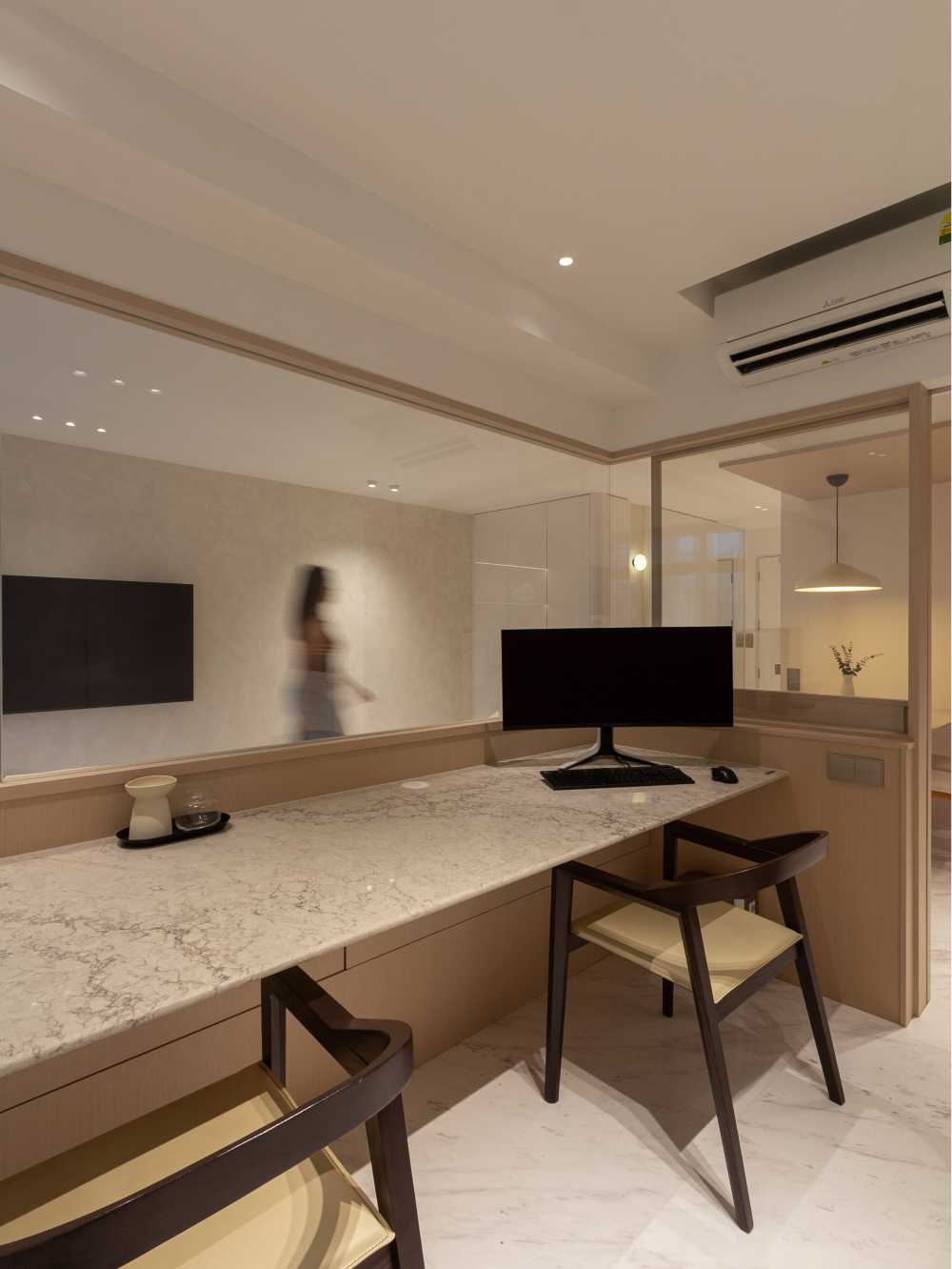Minimalist Home Office with Small Storage and Computer