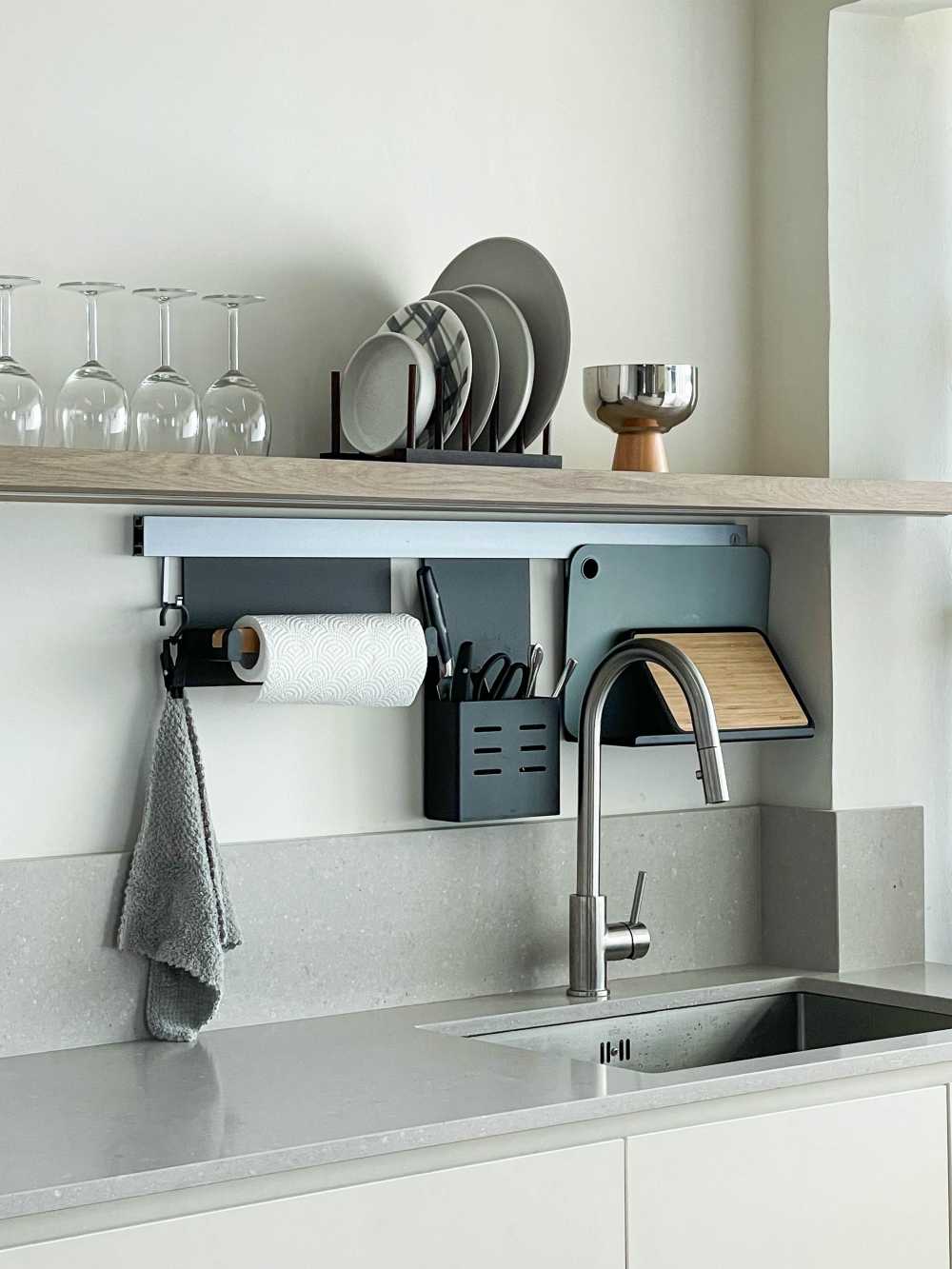 Minimalist Kitchen with Countertop and Vinyl Flooring