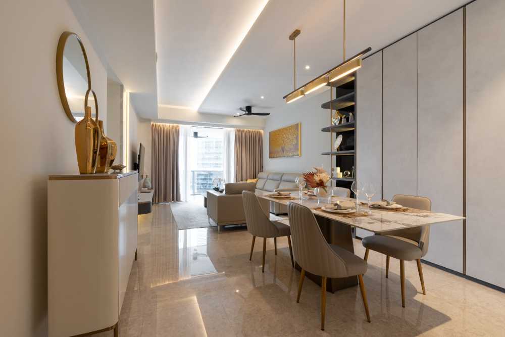Modern Dining Room with Downlights and Console Table