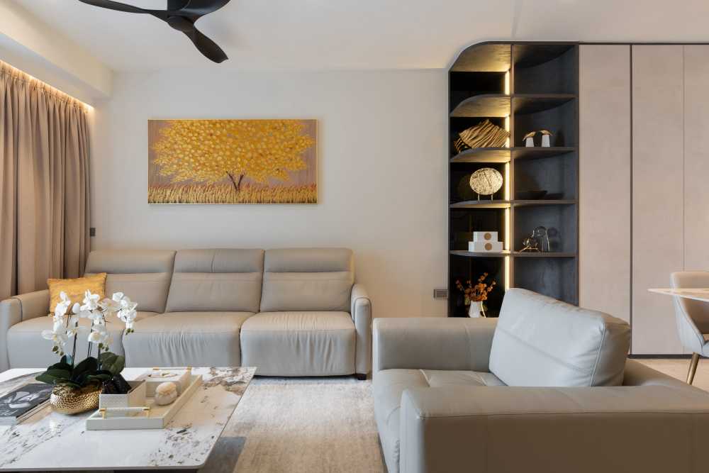 Modern Living Room with Settee and Countertop