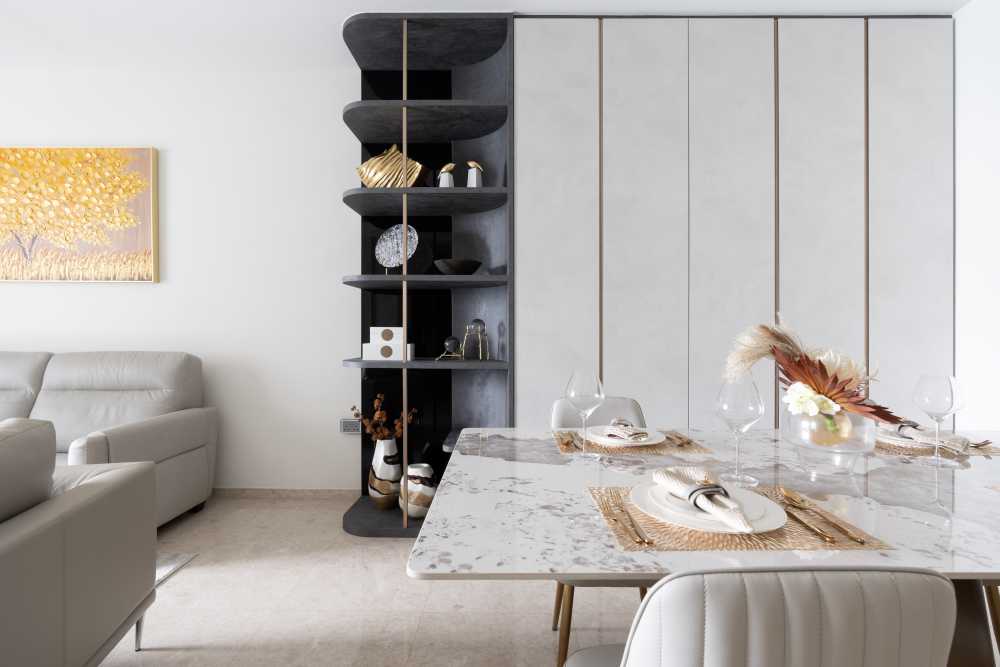 Modern Living Room with Countertop and Vinyl Flooring
