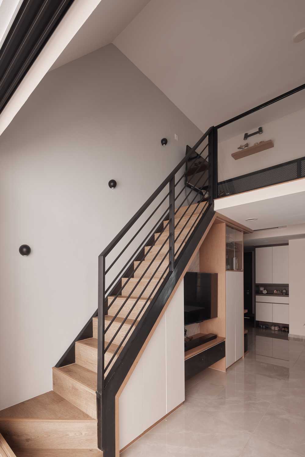 Scandinavian Living Room with Loft and TV