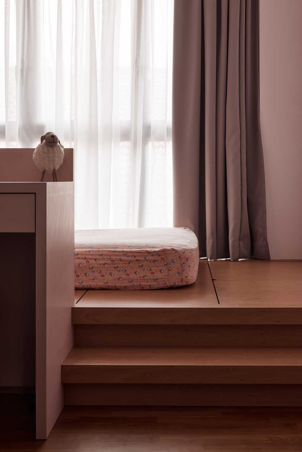 Scandinavian Bedroom with Platform Bed and Bedside Table