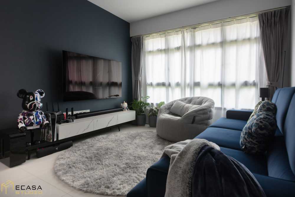 Modern Living Room with TV Console and Feature Wall