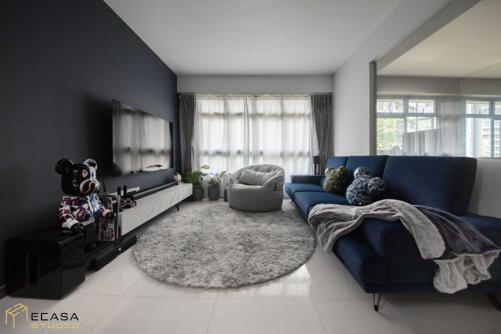 Modern Living Room with TV Console and Carpet