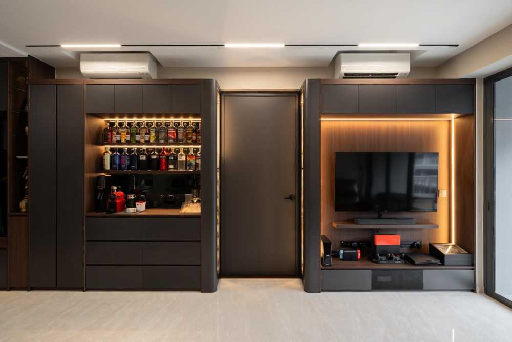 Modern Living Room with TV Console and Feature Wall