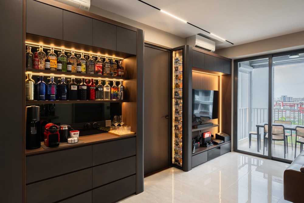 Modern Living Room with TV Console and Feature Wall