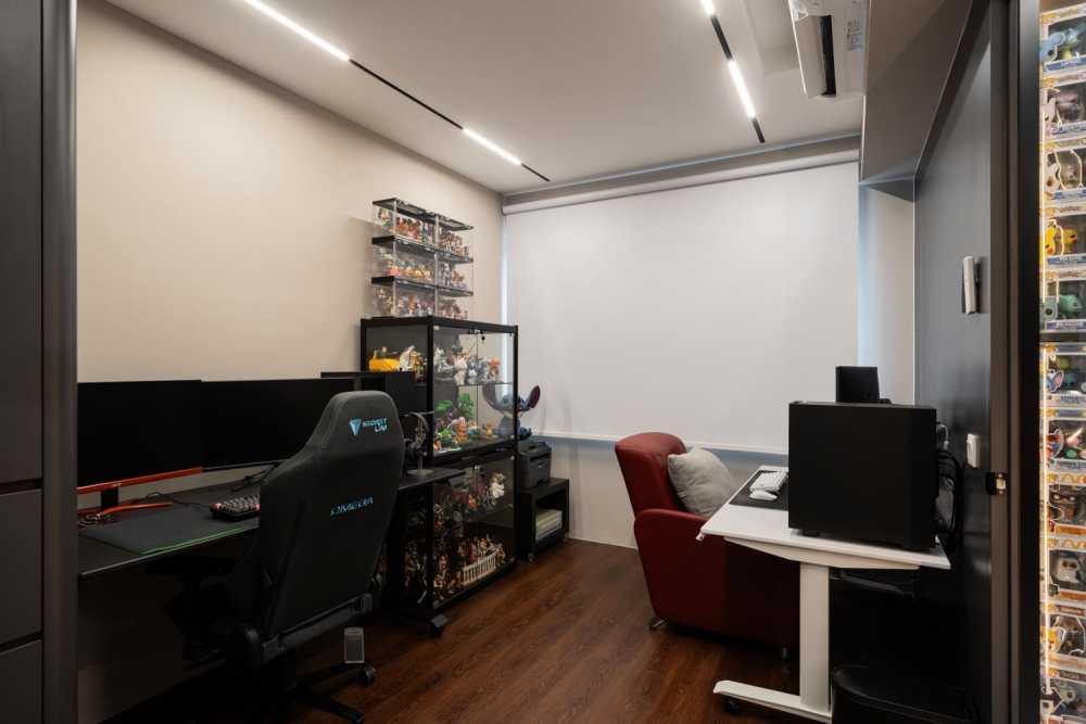Modern Study with Desk Chairs and Storage Cabinets