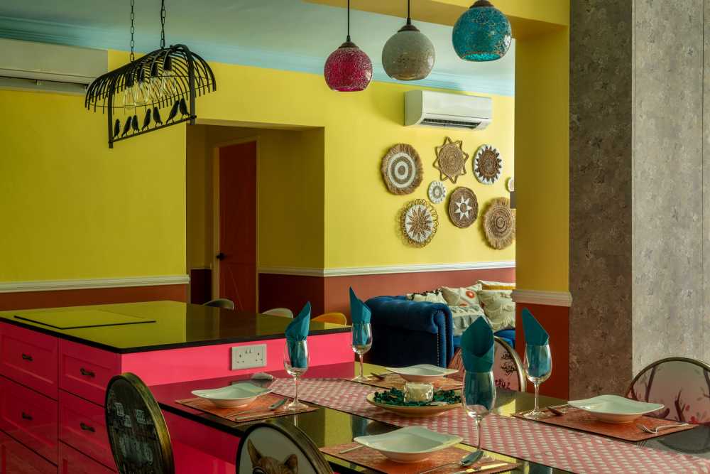 Eclectic Dining Room with Dining Table and Lighting