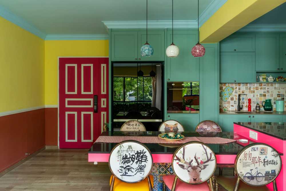 Eclectic Dining Room with Dining Table and Dining Chairs