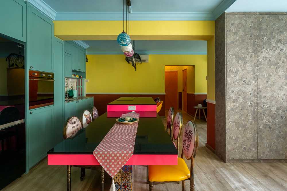 Eclectic Dining Room with Dining Table and Dining Chairs