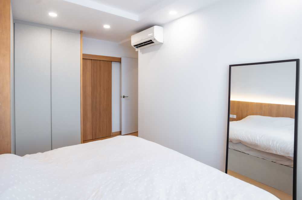 Modern Bedroom with Ceiling Light and Wardrobe