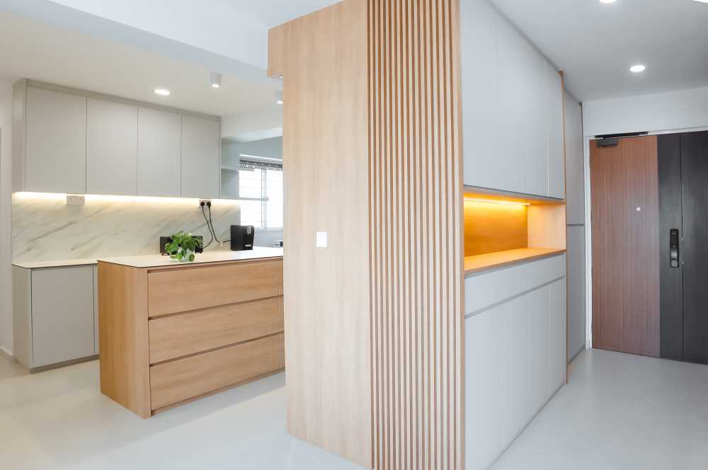 Modern Kitchen with Countertop and Kitchen Island