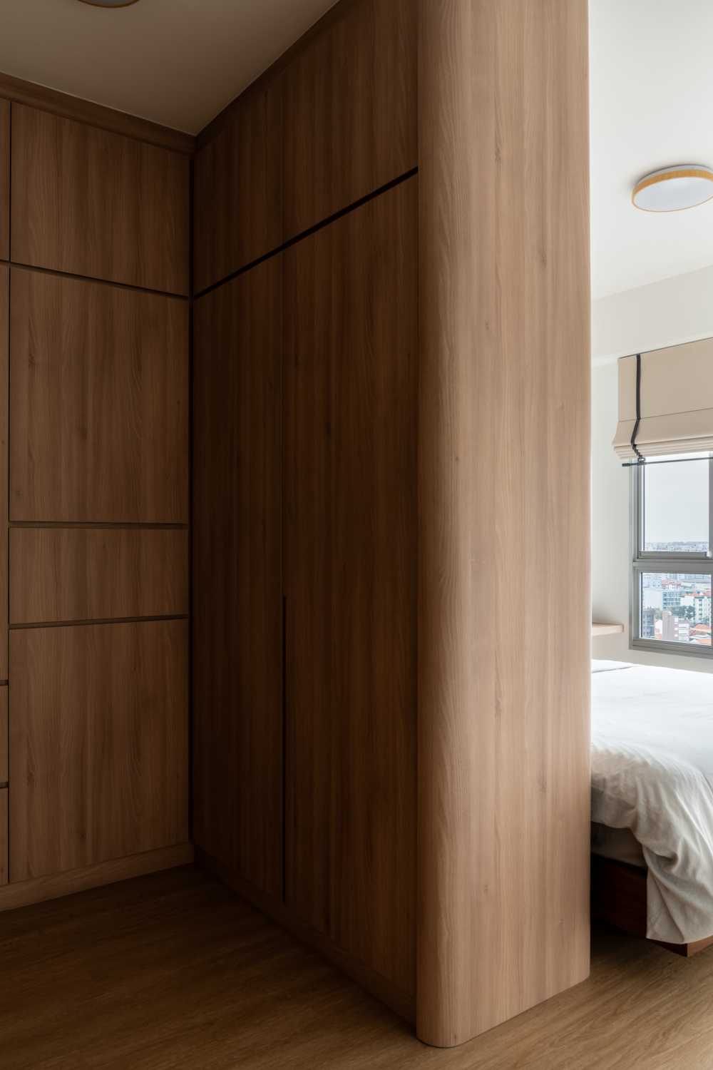 Scandinavian Bedroom with Wardrobe and Bedside Table