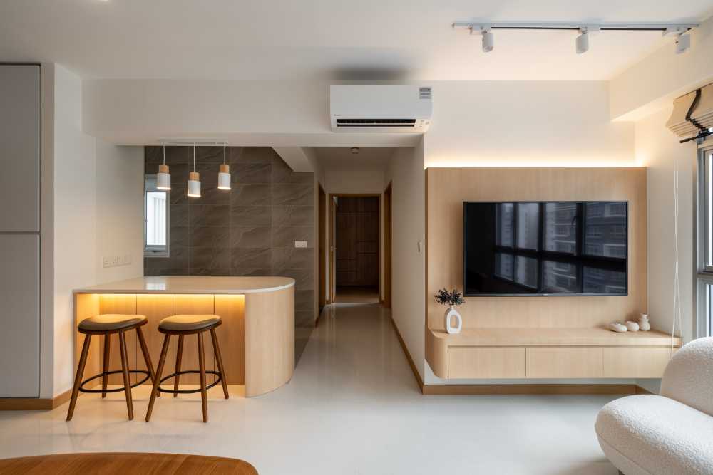 Scandinavian Living Room with Sofa and TV