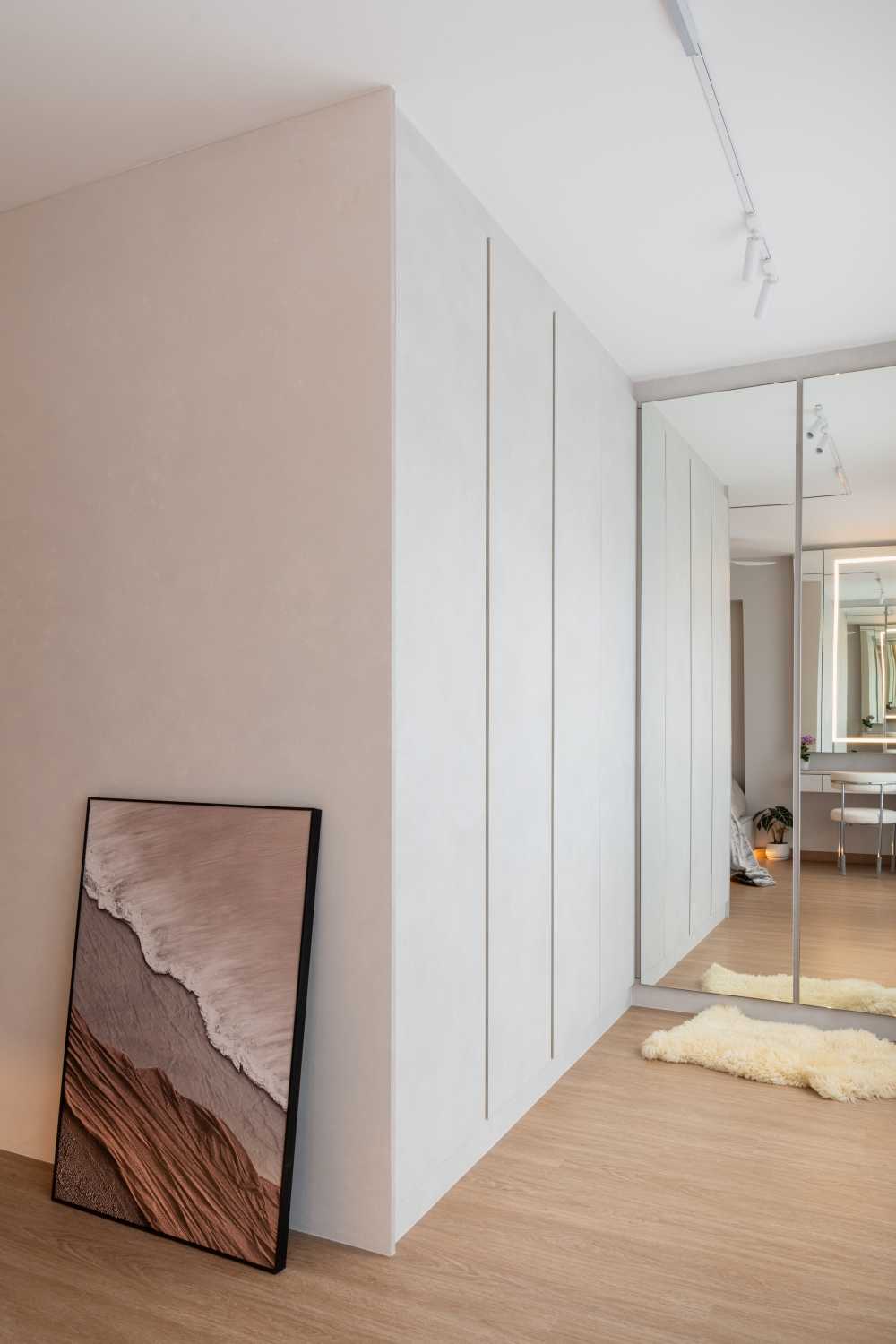 Minimalist Bedroom with Wardrobe and Built-in Bed