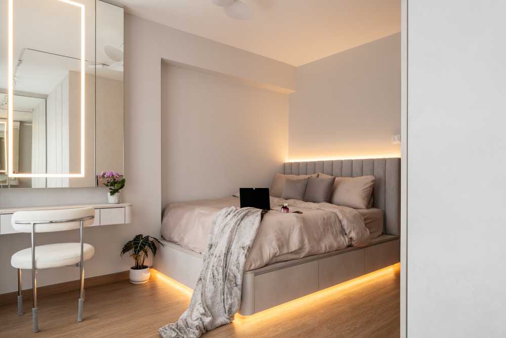 Minimalist Bedroom with Wardrobe and Built-in Bed