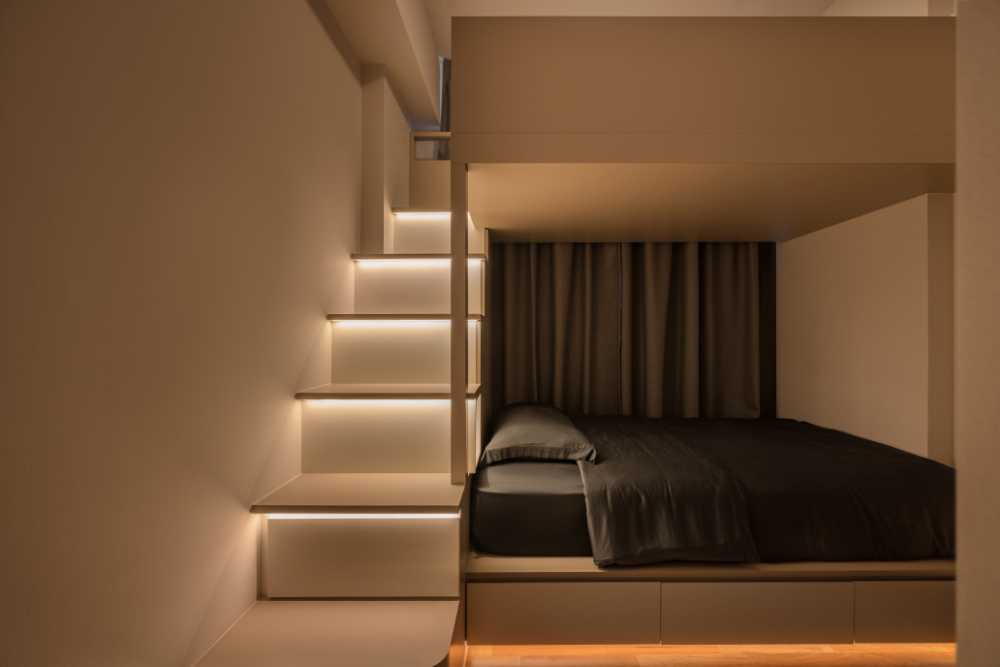 Modern Kids Room with Bookshelf and Platform Bed