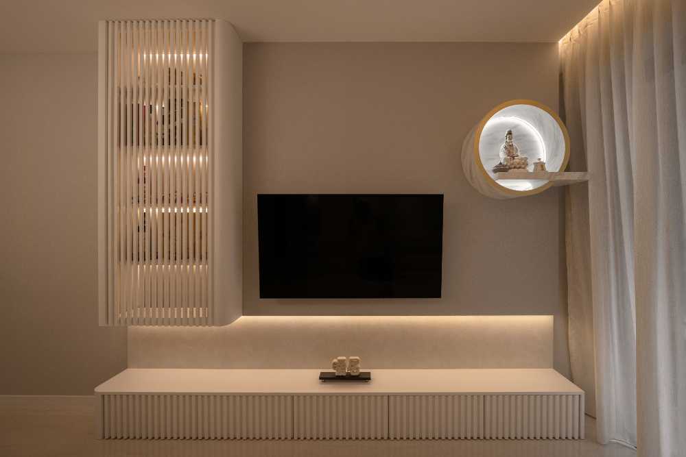 Modern Living Room with TV Console and Feature Wall