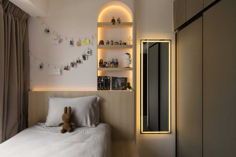 Modern Kids Room with Bookshelf and Platform Bed