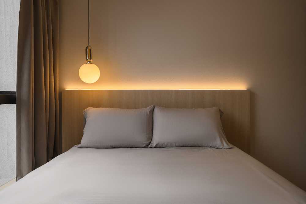 Modern Bedroom with Platform Bed and Bay Window