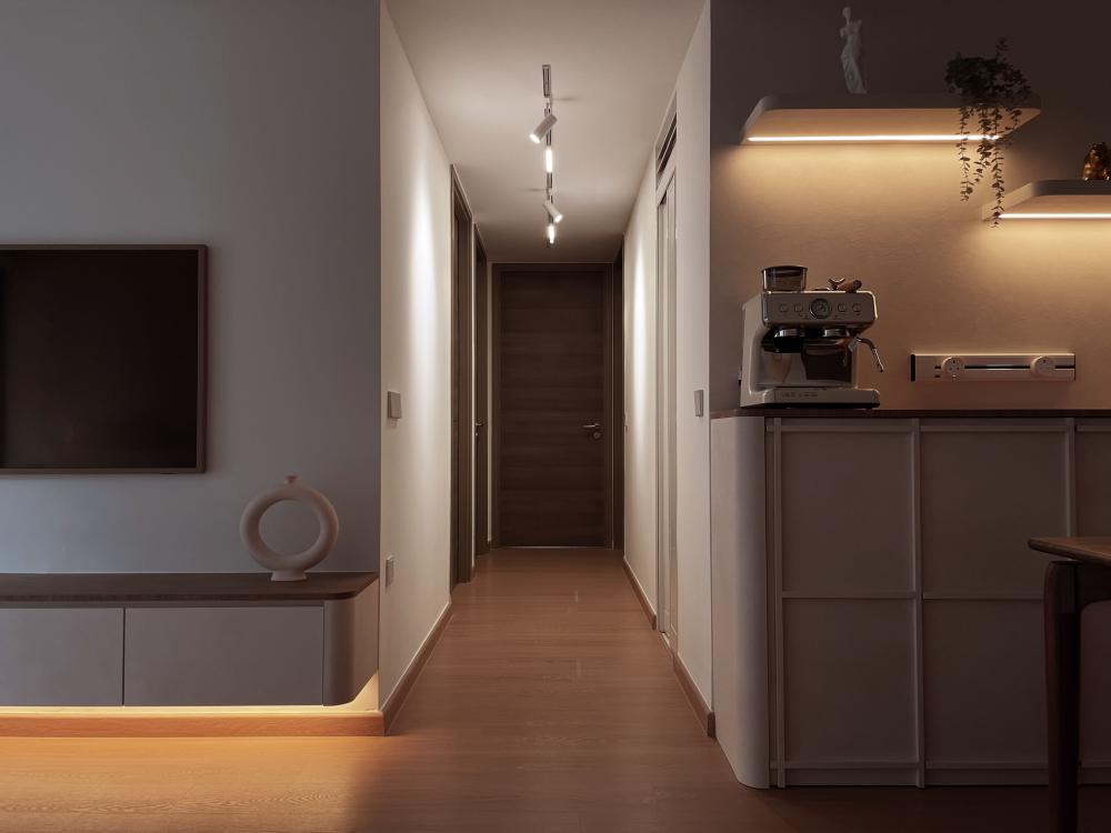 Scandinavian Living Room with TV Console and TV