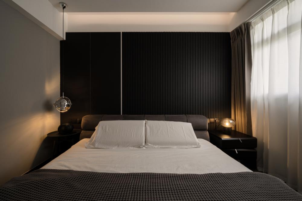 Contemporary Bedroom with Feature Wall and Bed