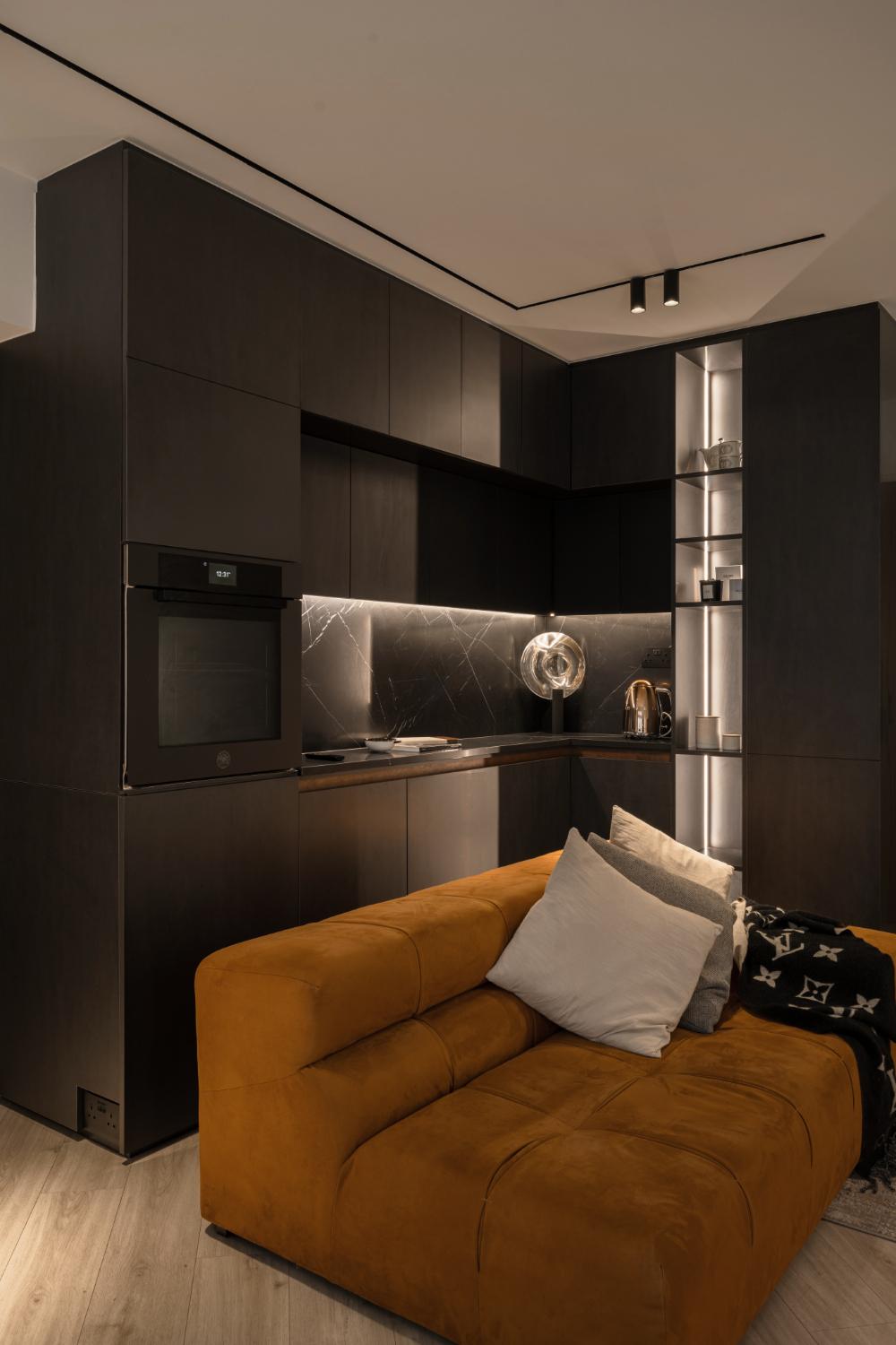 Contemporary Living Room with Sofa and Lighting
