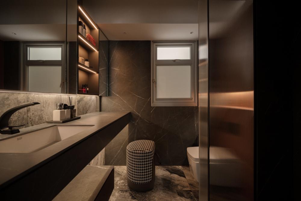 Contemporary Bathroom with Countertop and Mirror