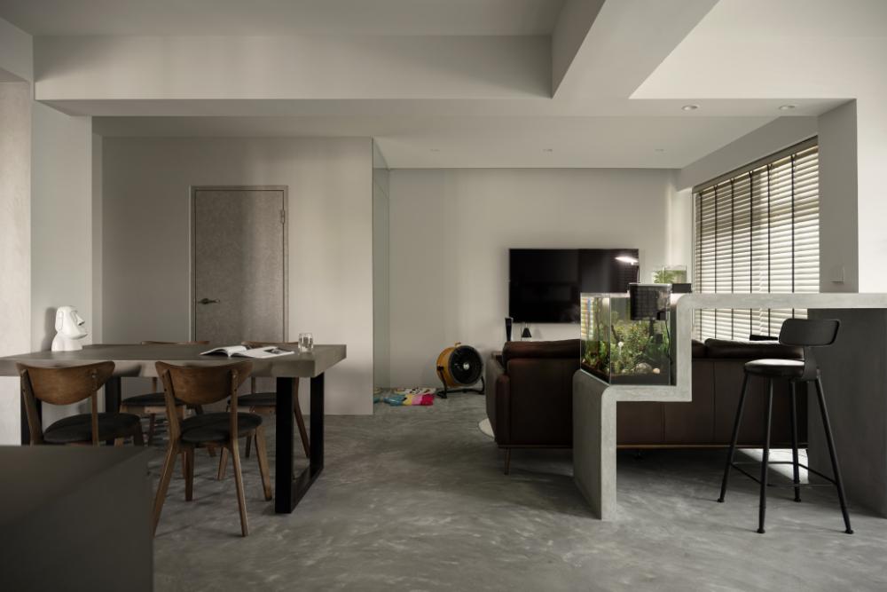 Industrial Living Room with Bar Counter and Sofa