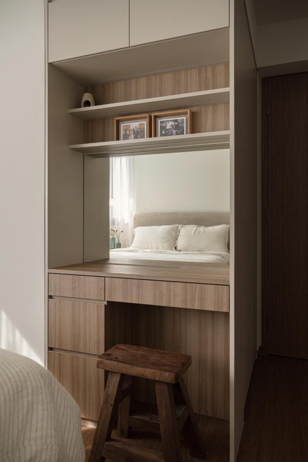 Scandinavian Bedroom with Mirror and Wardrobe