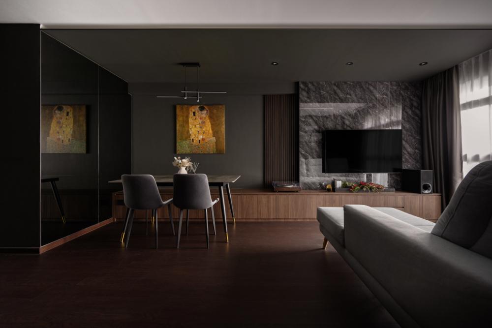 Modern Living Room with TV Console and Feature Wall
