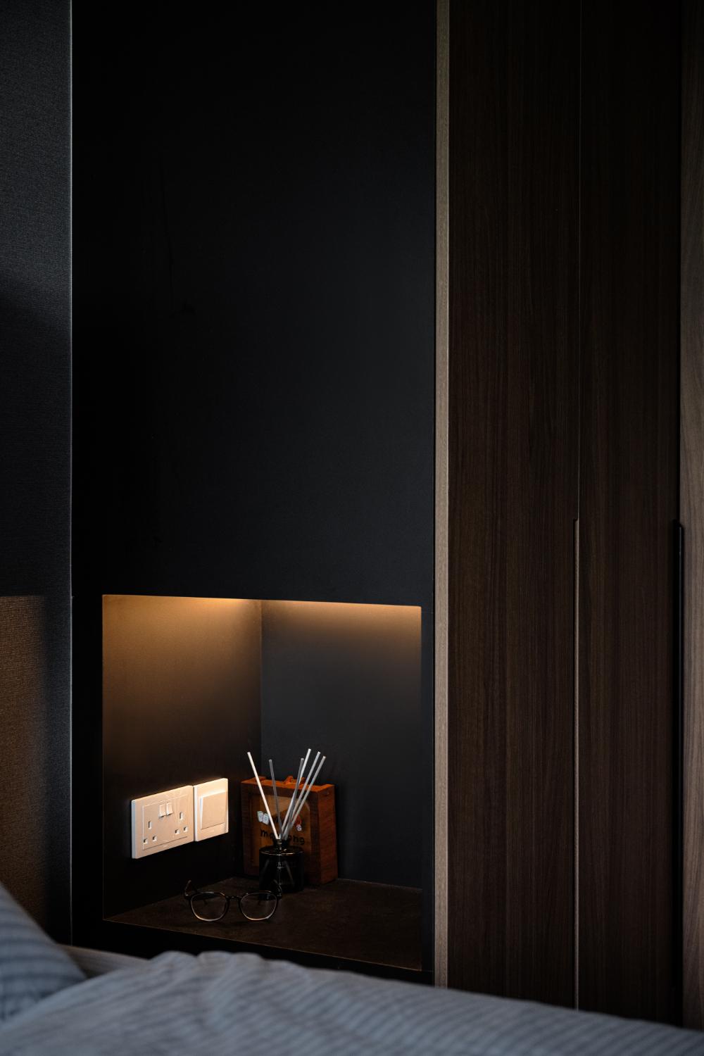 Modern Bedroom with Wardrobe and Bedside Table