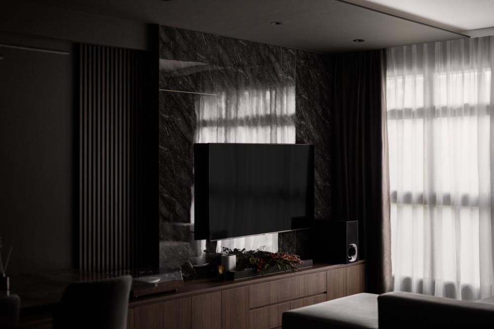 Modern Living Room with TV Console and Feature Wall