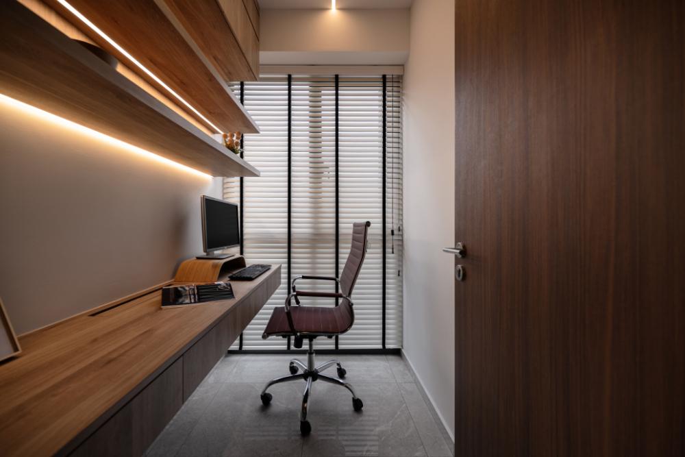 Industrial Study with Bookshelf and Desk
