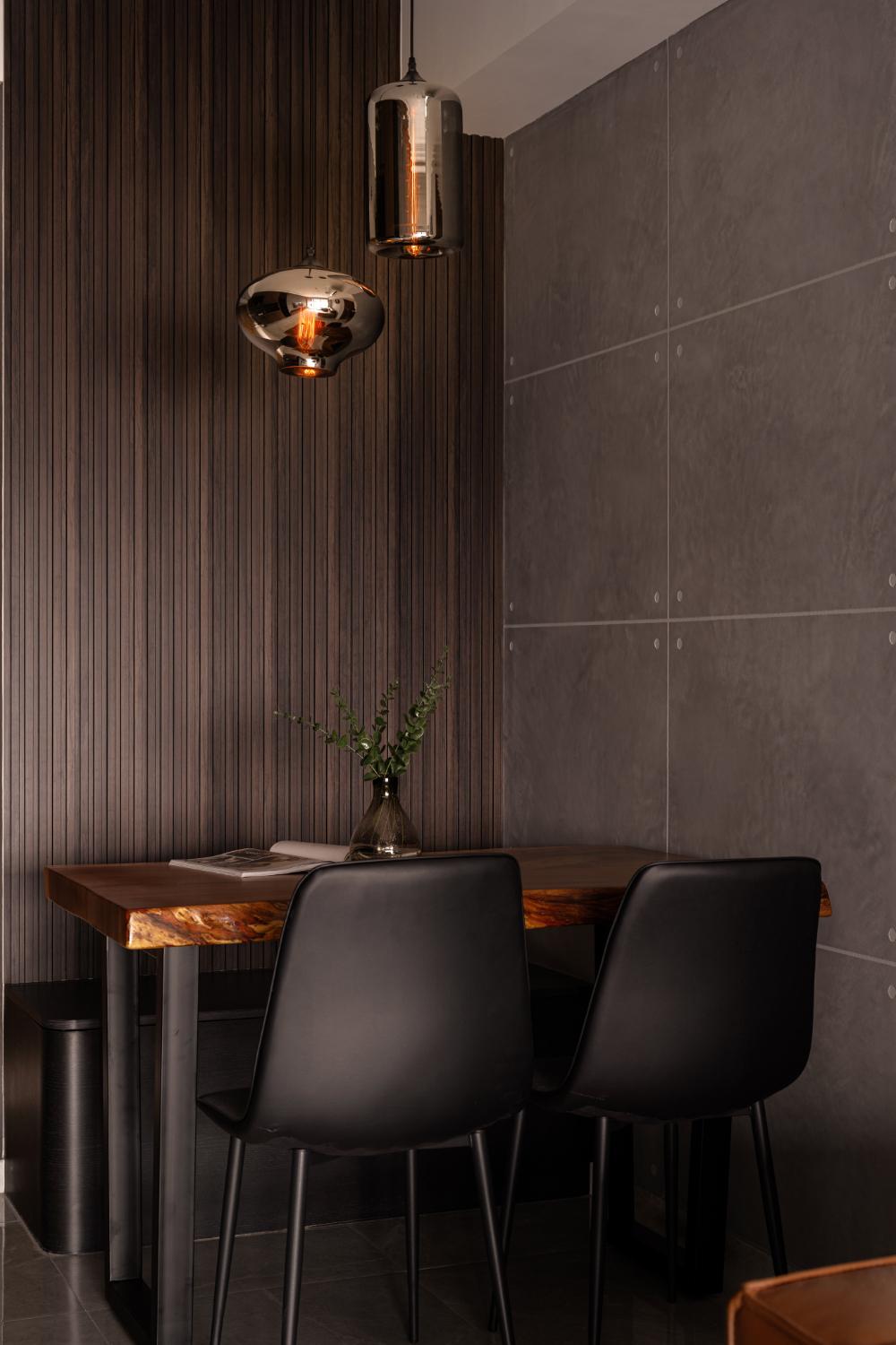 Industrial Dining Room with Panelling and Dining Chairs