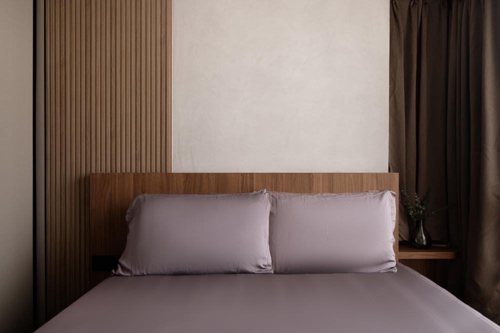 Industrial Bedroom with Feature Wall and Panelling