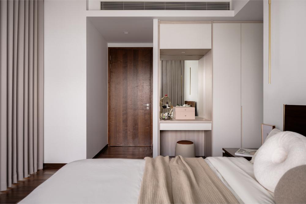 Minimalist Bedroom with Mirror and Wardrobe