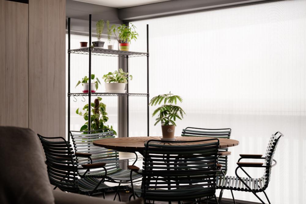 Modern Balcony with Bay Window and Curtain