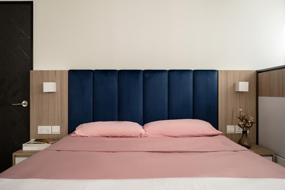 Modern Bedroom with Feature Wall and Side Table