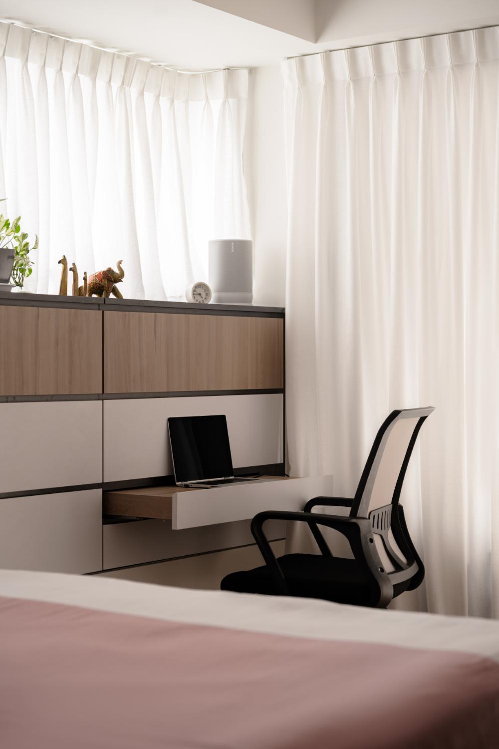 Modern Bedroom with Desk and Drawer Units