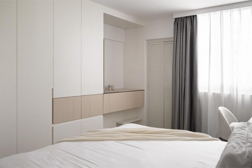 Scandinavian Bedroom with Mirror and Wardrobe